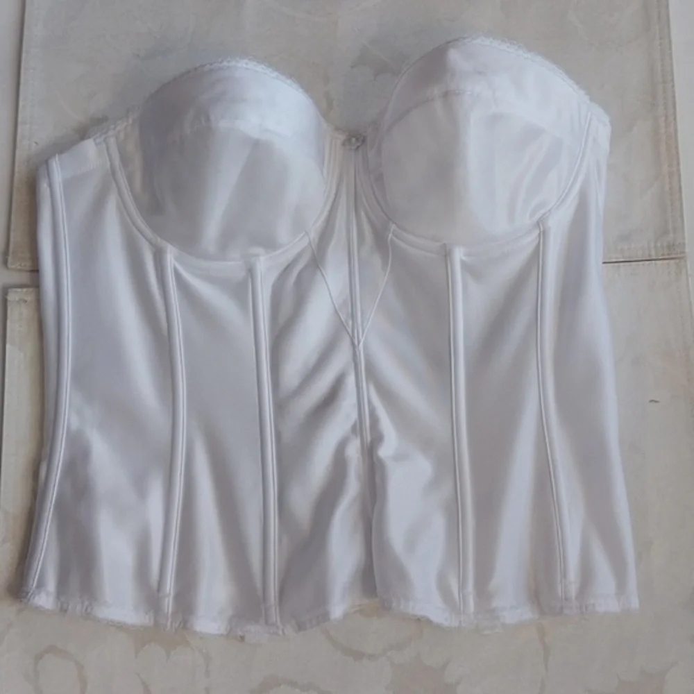 Dominque NWOT Juliette‎ Satin Strapless Longline Corset 8950 White Size 40C